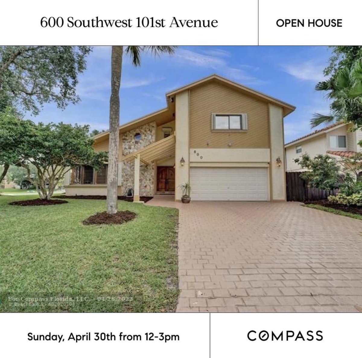 OPEN HOUSE!  Join US!  Sunday April 30th from 
12-3pm in Plantation.  Contact Lisa Echea for more information.  305-431-4745
#compassagent #echeagroup #justlistedhomes #ftlauderdalerealestate #listingspecialist #lisaechea #jacaranda #plantation