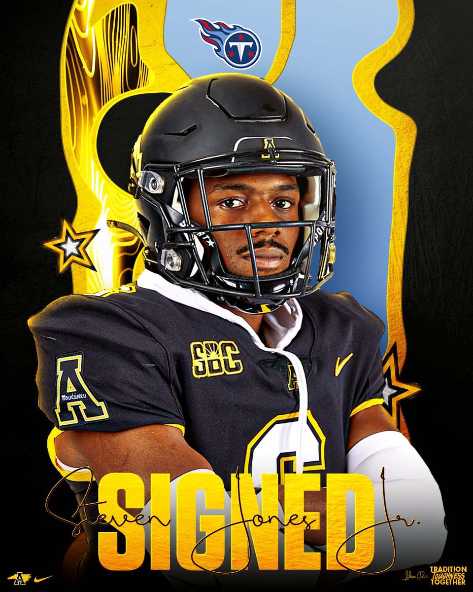 App State Football (@appstate_fb) on Twitter photo Congrats to <a href="/MrSteveMac6/">Steven Jones Jr</a> on signing a free-agent deal with the <a href="/Titans/">Tennessee Titans</a>!
#GoApp #AppStateNFL Congrats to <a href="/MrSteveMac6/">Steven Jones Jr</a> on signing a free-agent deal with the <a href="/Titans/">Tennessee Titans</a>!
#GoApp #AppStateNFL