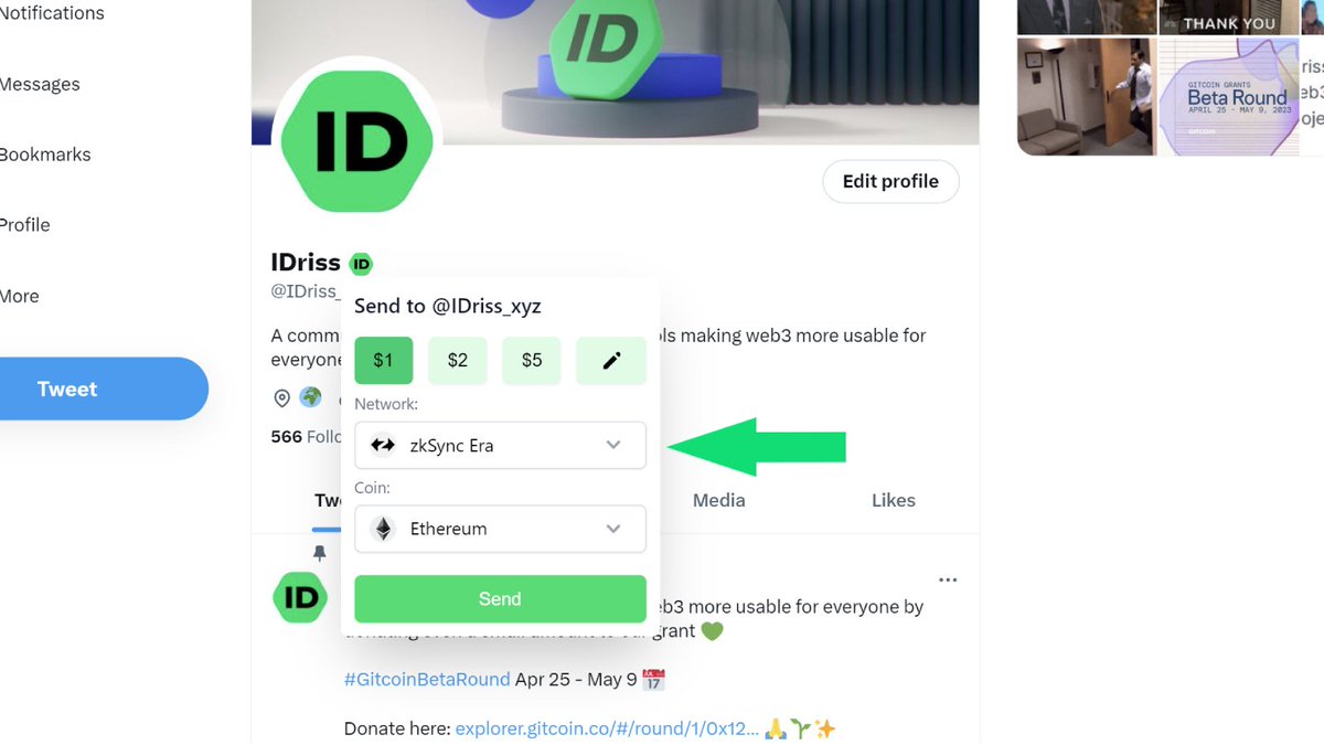 Send transactions on @zkSync Era directly on Twitter with IDriss browser extension, available for download at chrome.google.com/webstore/detai… 👈