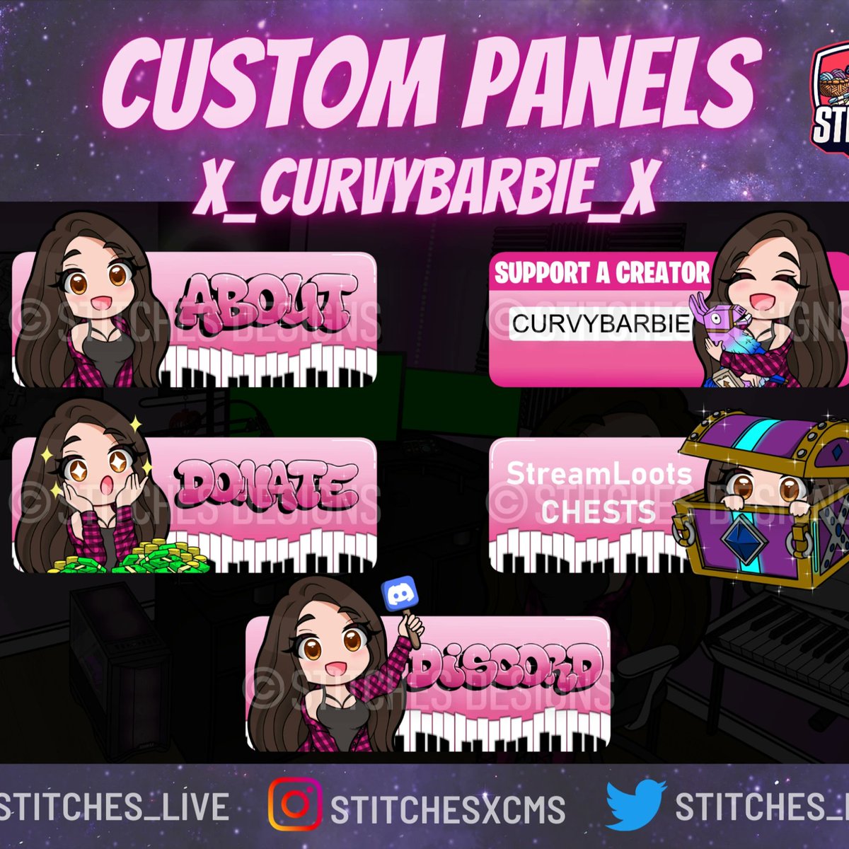 Custom Panels for @x_curvybarbie_x 🩷 

Had so much fun making these go check her out on twitch> twitch.tv/x_curvybarbie_x she's an amazing streamer ❤️‍🔥

#apexlegends #twitch #twitchstreamer #twitchemotes #twitchemoteartist #emoteartist #emotecommissions #customemotes