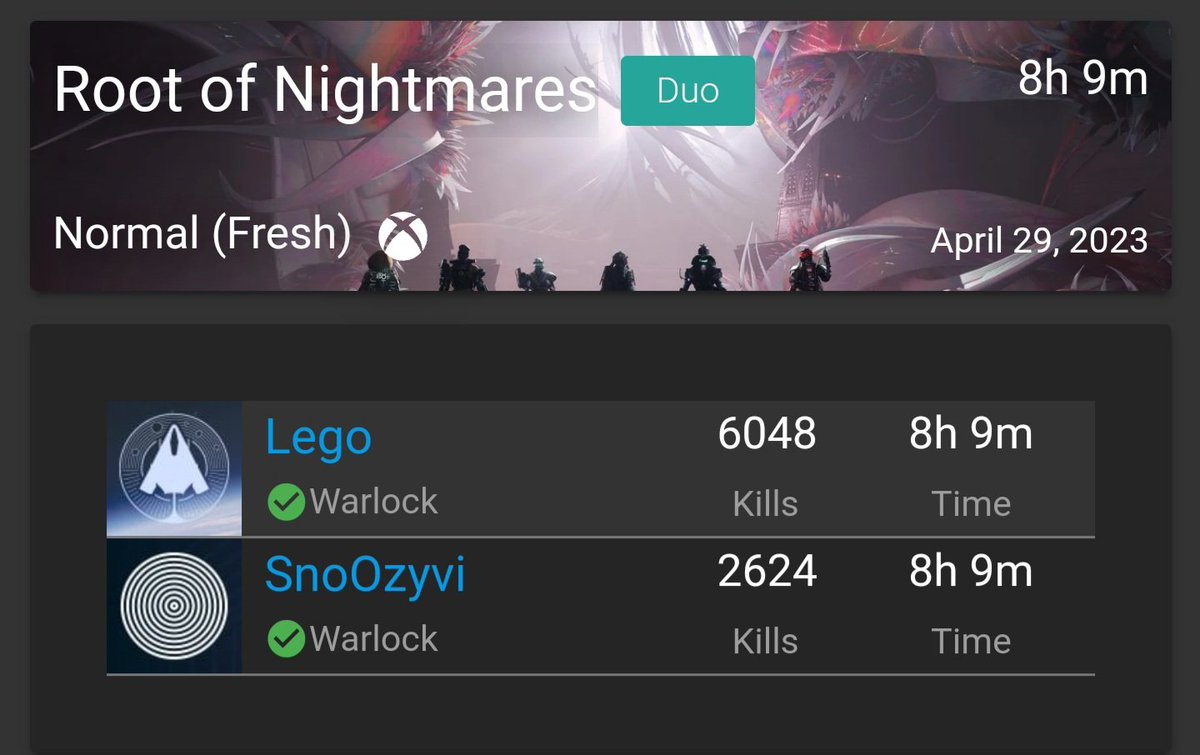 SnoOzyviiii's tweet photo. Appreciate the homie @Legomanforever1 for sticking through Duo complete ✅ #Destiny2 https://t.co/RaWUKP7Fcj