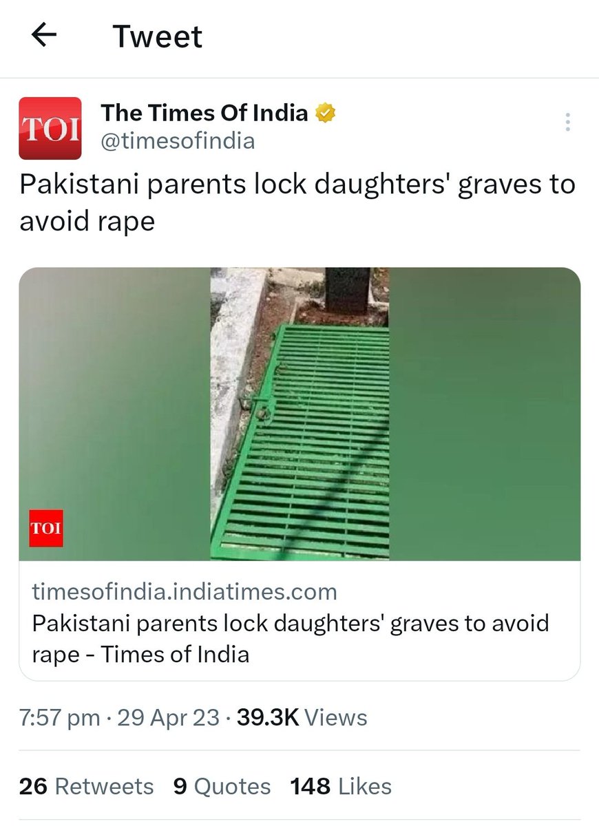 News agencies and News portals have reported that Pakistani parents are locking graves of their daughters to avoid rape. Thse articles are based on a tweet by an Ex Muslim atheist Harris Sultan, An author of a book 'The curse of God, Why I left Islam'.