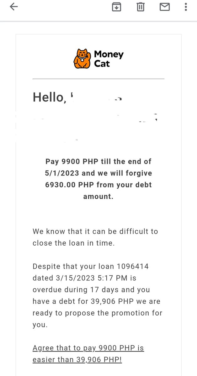 loricespearl's tweet photo. From 24,264 (including very high interest) na naging 39,906 after 17 days after due date. Ilulubog ang borrowers. Not following the SEC mandate on interest charge, tatakutin pa nila na iba-bother ang relatives mo kahit nakikipag usap ka sa kanila via email. https://t.co/viUO0IqIGq