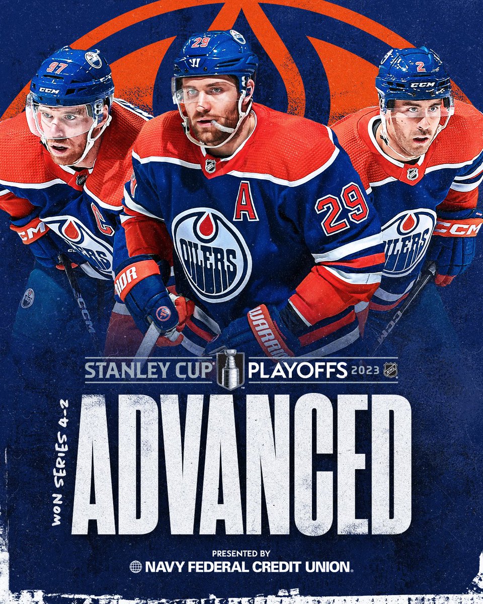 NHL (@nhl) on Twitter photo THE ORANGE & BLUE ARE THROUGH π π΅
The <a href="/EdmontonOilers/">Edmonton Oilers</a> have advanced! βοΈ
#StanleyCup Series Win presented by <a href="/NavyFederal/">Navy Federal Credit Union</a> THE ORANGE & BLUE ARE THROUGH π π΅
The <a href="/EdmontonOilers/">Edmonton Oilers</a> have advanced! βοΈ
#StanleyCup Series Win presented by <a href="/NavyFederal/">Navy Federal Credit Union</a>
