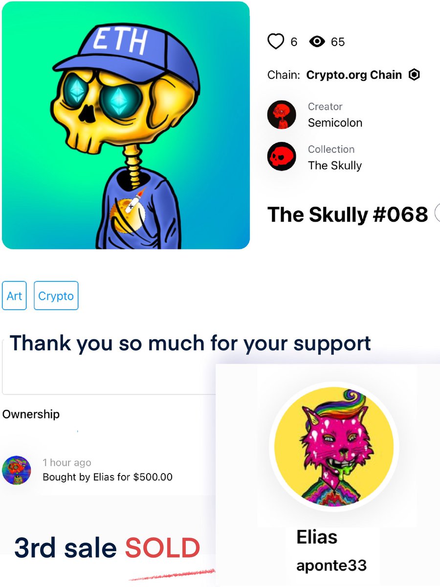 Semicolon_art's tweet photo. 3nd sale SOLD‼️🔥🙏🏼❤️💀

I appreciate it. I can’t even begin to explain how much your support means to me. @sauleaponte 💀👑 Have a nice day!

Discord👇🏻
https://t.co/EGGpqMU4Tj

#cryptocomnft #Cryptocom #cro  #crofam  #FFTB  #NFTCommmunity #CDC #Cronos #Cdcnft https://t.co/aNlkti0sfu