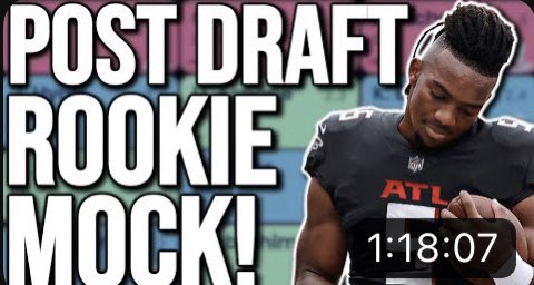 RonStewart_'s tweet image. Just got done with a live stream where we ran 5 rookie mocks. If you want to see what drafts are starting to look like think its a decent resource to scroll thru before we get early adp

youtube.com/live/pQR-1TooB…