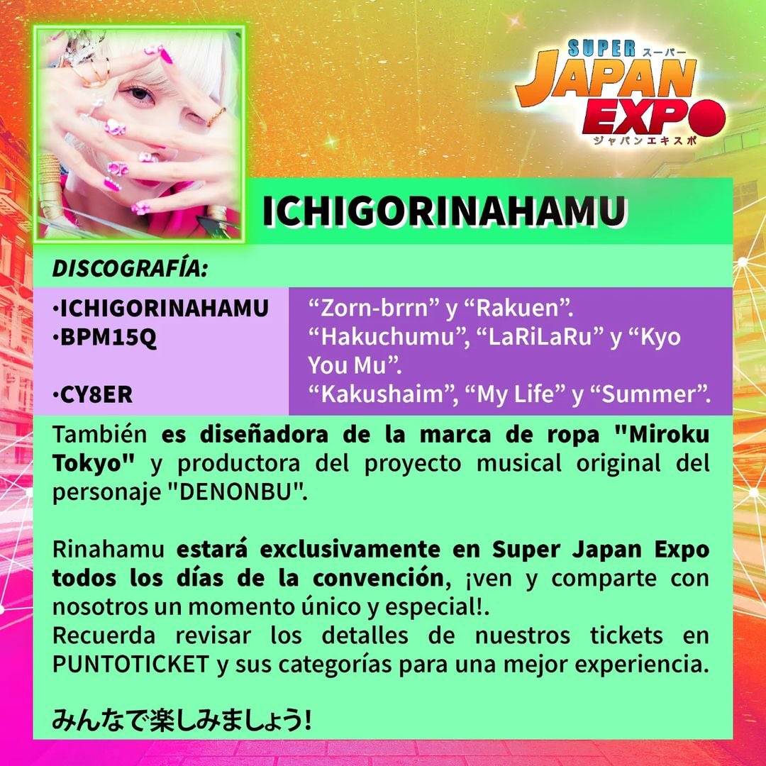 rinahamu's tweet photo. 【SUPER JAPAN EXPO 出演決定】

来月 5/18-21
初 チリ🇨🇱でソロライブ！！

チリで開催されるフェス
SUPER JAPAN EXPOに
出演します💛

https://t.co/a009NLmRUE

DJ @KOTONOHOUSE 
LIVE PAINT @_kiato 
VJ @chlumill 

最強はむちゃんチームで参戦❤️❤️❤️ https://t.co/IsRILLR4Dp