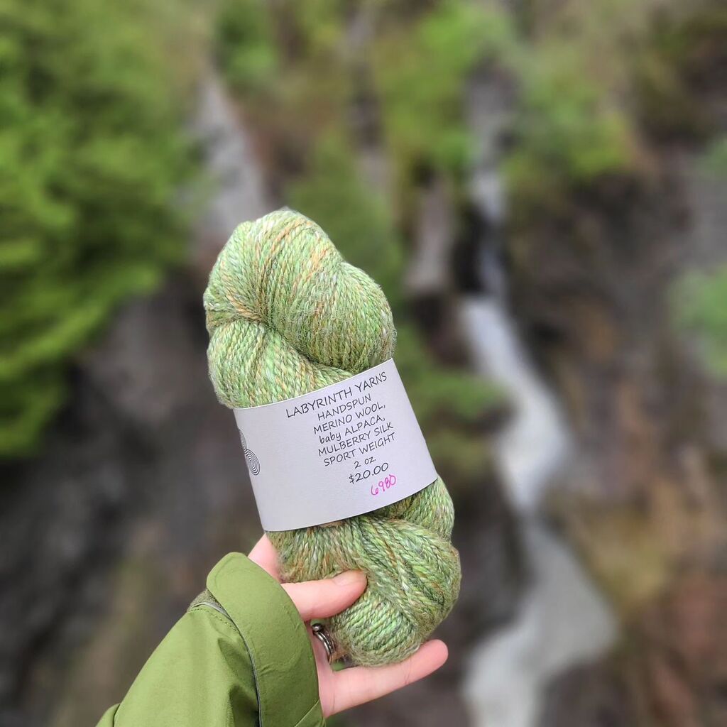 LNelkin's tweet photo. Today at LYS day I bought just this one skein of Labyrinth Yarns... then I put it in my pocket and  took photos of it while hiking Watkins Glenn with @hrhjbc and @maeveszwed. This might be the most photogenic skein of yarn ever! Considering what to make,… https://t.co/FZK0SLlwzb https://t.co/LO2CwU6ISx