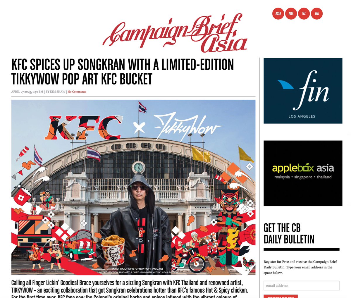 Thank you Campaign Brief Asia 😊🙏

campaignbriefasia.com/2023/04/27/kfc…

#campaignbriefasia
#KFCxTIKKYWOW
#KFC
#tikkywow
#CapsuleCollection
#creative