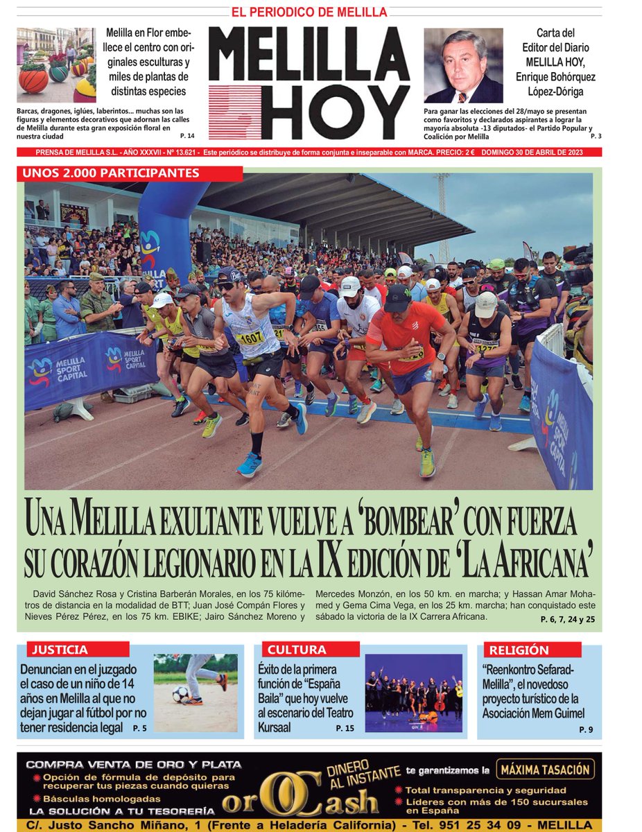 📸Consulte la portada de MELILLA HOY del domingo 30 de abril de 2023

👉melillahoy.es