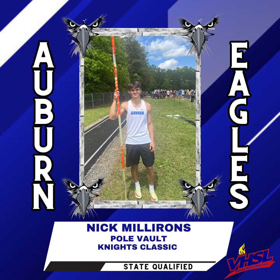 🦅🚨State Qualified🚨

@NicholasMill23 qualifies for the @VHSL_ State Meet at Knights Classic in Pole Vault in his first ever attempt at the event.   

#EaglesFlyHigh
#EaglesVaultCrew