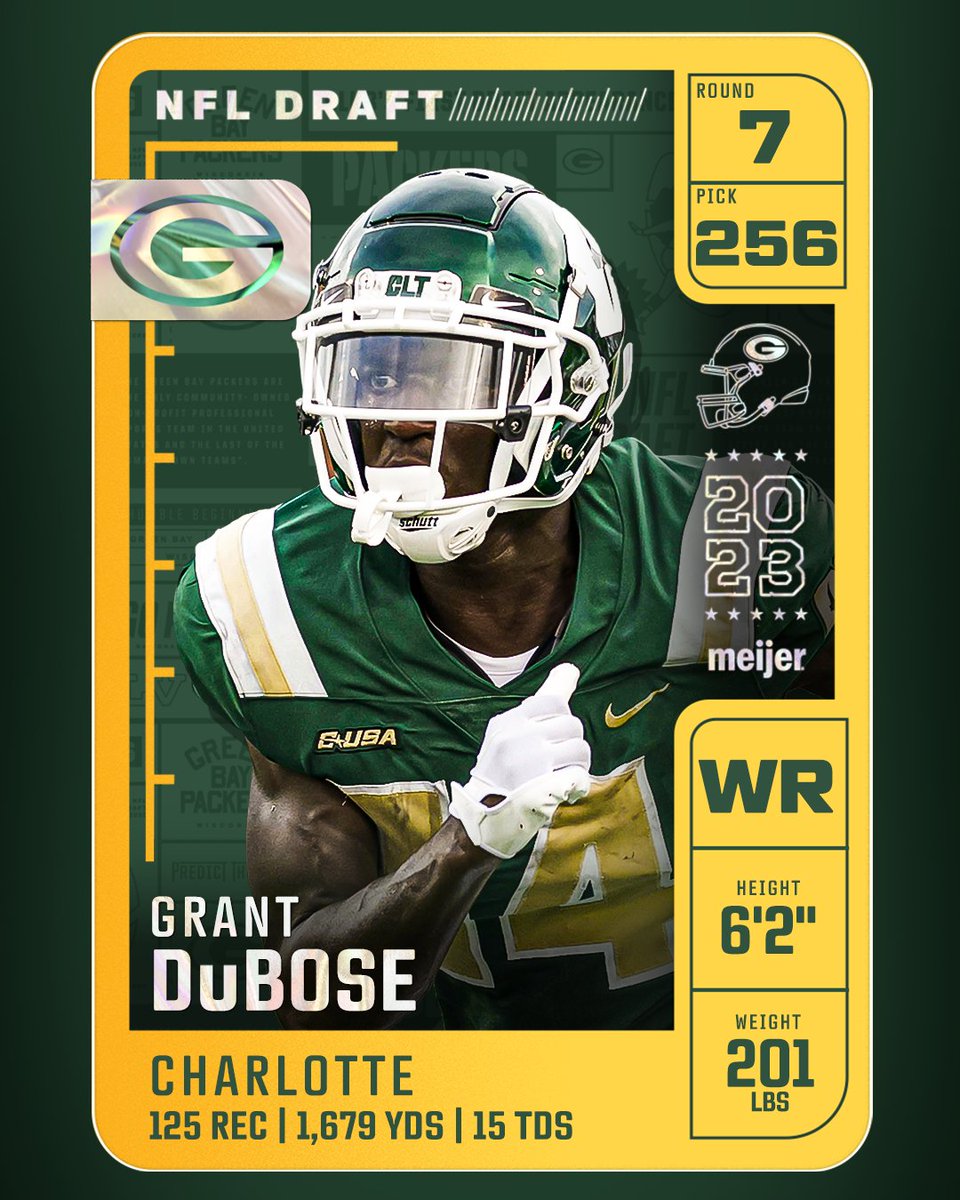 WR <a href="/grantdubose/">Grant DuBose</a>

#PackersDraft | <a href="/meijer/">Meijer</a>