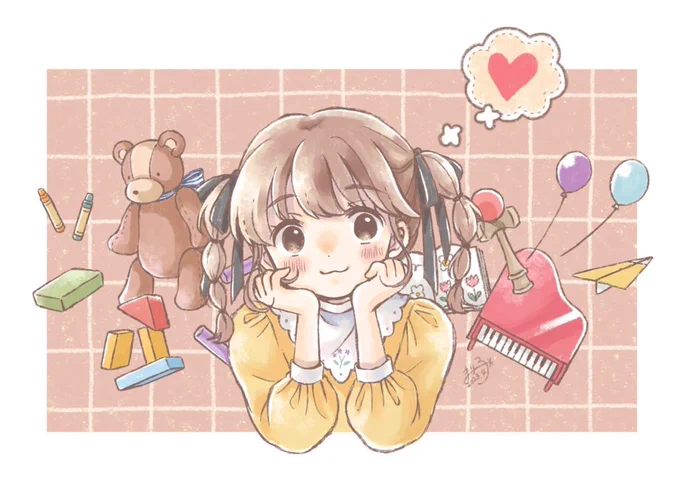 #ゴールデンウィークSNS展覧会2023 アクリル絵の具で描く少女の世界 小物や動物を描くのも好き。 最近はデジタルもお勉強し始めました