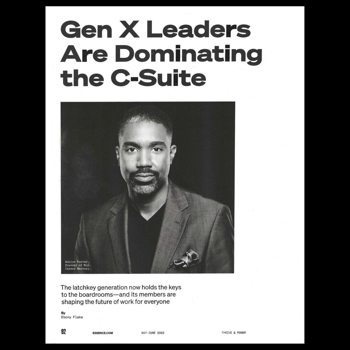 adrionporter's tweet photo. I am honored to be featured in the latest issue of 
@Essence magazine, with Super Bowl quarterback Jalen Hurts as its cover star. 💪🏾
 
Check out the story "#GenX Leaders Are Dominating the C-Suite" penned by the wonderful Ebony Flake (@EbDawn_). 

Thank you dearly! #ESSENCE 🙏🏾🙏🏾 https://t.co/KUfpaHI4BJ