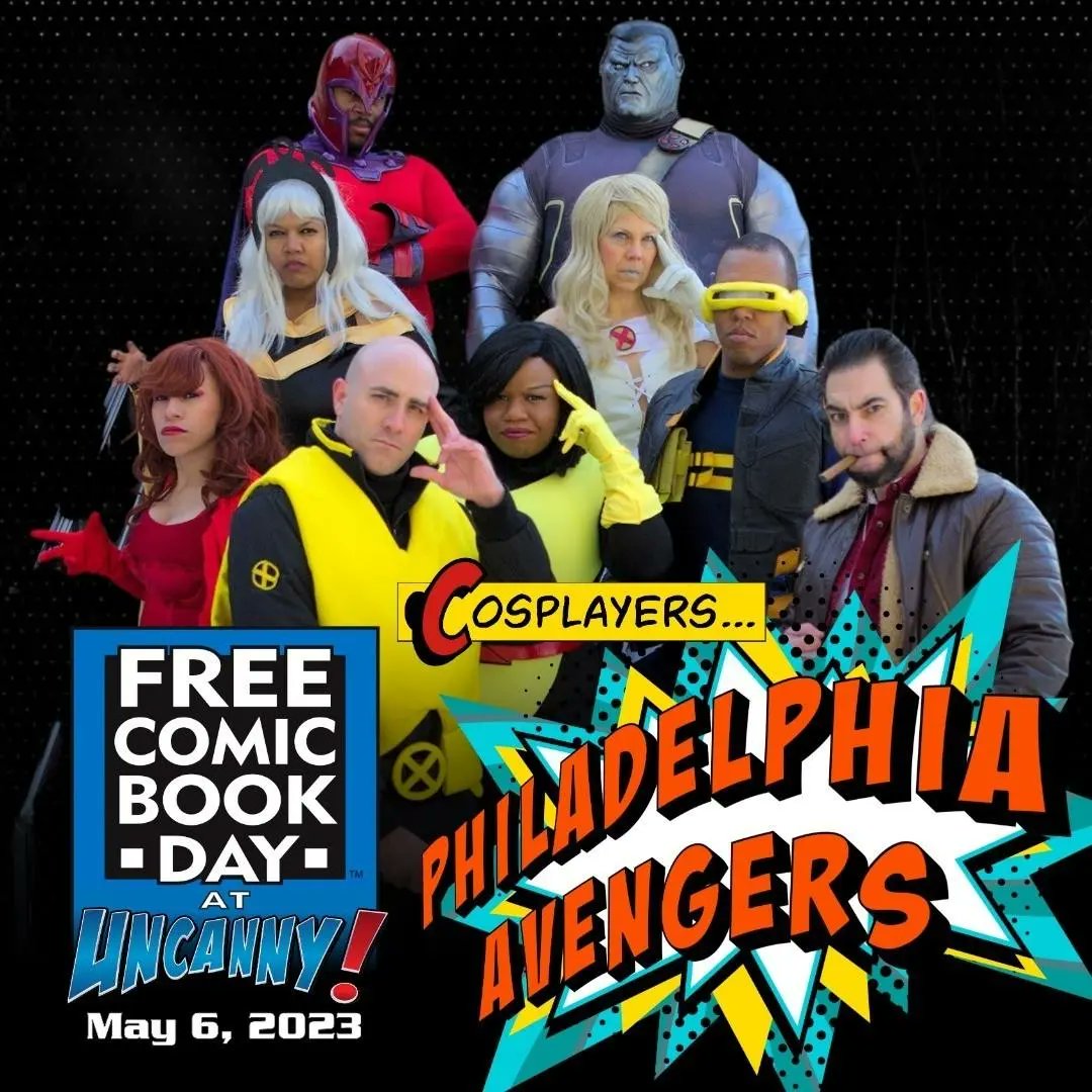 AvengersPhilly's tweet photo. This Saturday you can catch some of the crew Uncanny in KOP mall for free comic book day, let's get some kiddos reading more comics and as always we love taking pics with you guys.
#philadelphiaavengers #phillyavengers #withgreatcosplaycomesgreatresponsibility #cosplayforacause https://t.co/JPSJEuNIGo
