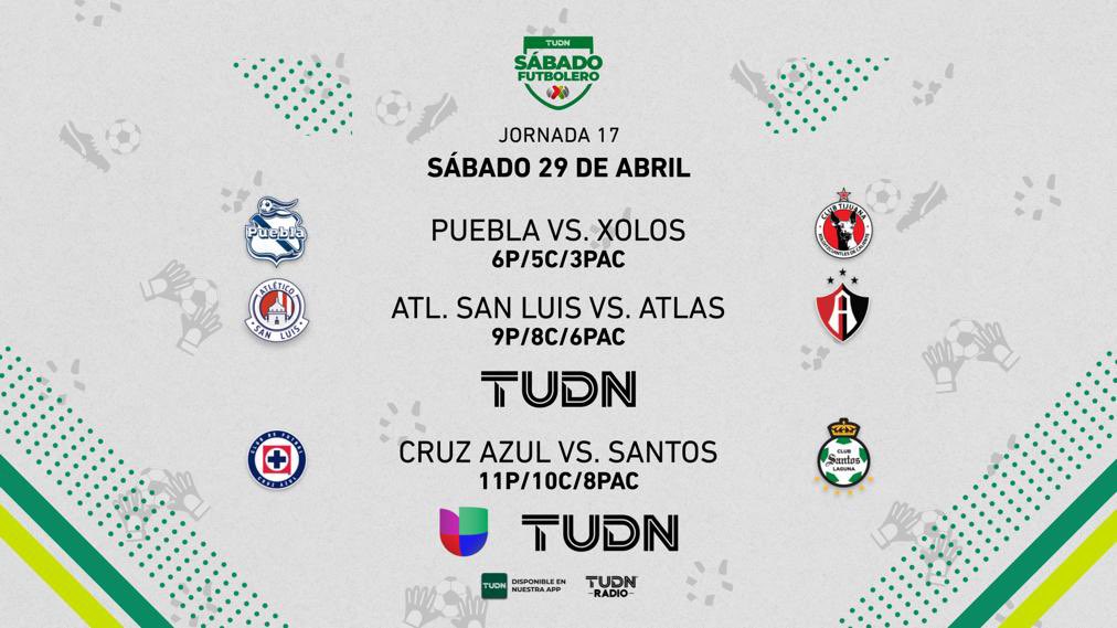 On the call! San Luis vs Atlas and Cruz Azul vs Santos! Back to Back games in this final round of the Clausura! <a href="/TudnXtra/">TUDNXtra</a>