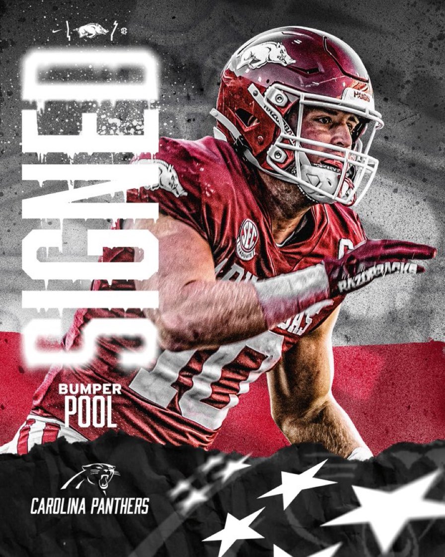 GraysonPierce4's tweet photo. Former Razorback LB Bumper Pool is signing an UDFA deal with the #Panthers. https://t.co/8lII9imKd0