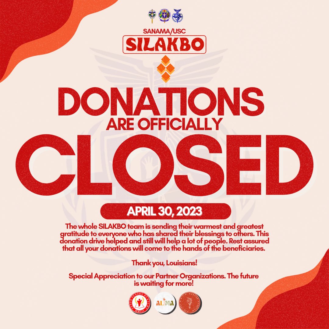sanamausc's tweet photo. DONATIONS ARE NOW OFFICIALLY CLOSED

As of today, donations for our project are officially closed. We would like to assure you that all donations received have been properly accounted for and will be distributed to our chosen beneficiaries, the orphanages in Baguio City. https://t.co/LeGj1PTrLR