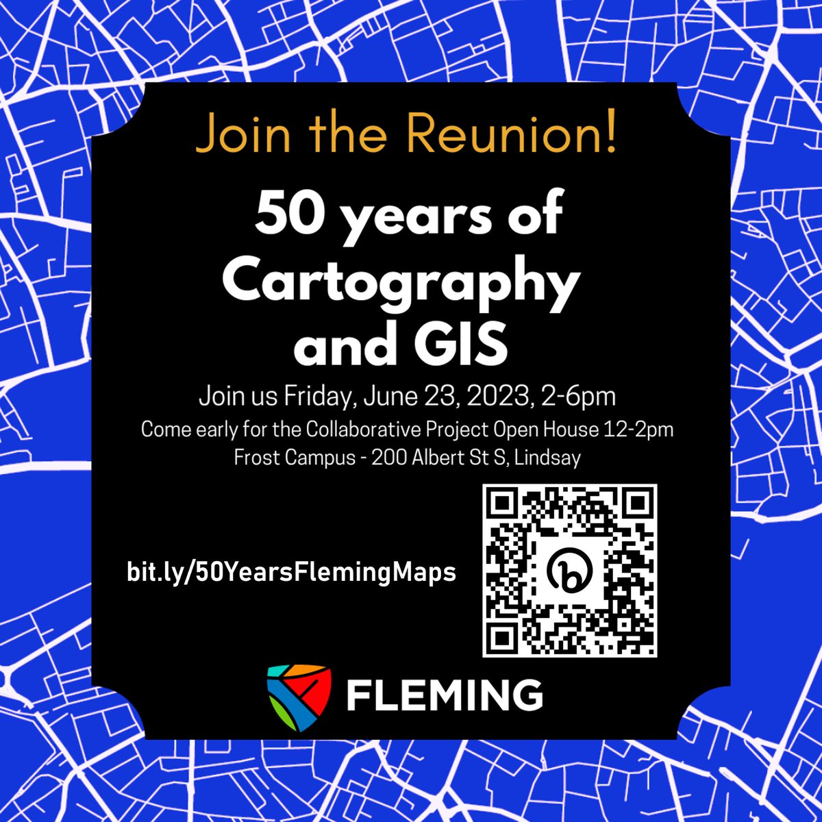Super excited about this! I’m going to be there to celebrate 50 years of Cartography and GIS at <a href="/FlemingCollege/">Fleming College</a>   #50YearsFlemingMaps
Bit.ly/50YearsFleming…
