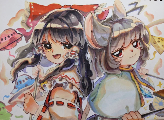 リクエストでナズーリンさんと霊夢さんを書きました。