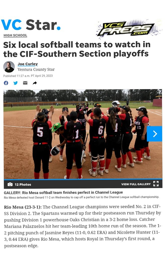Rio Mesa HS Spartans Softball tweet media