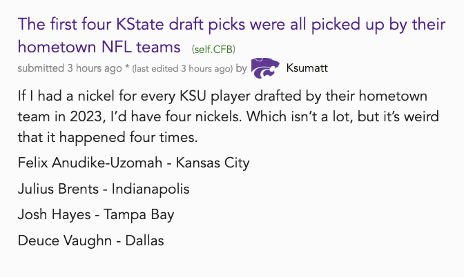 RedditCFB's tweet photo. All 4 Kansas State players selected in the NFL Draft are heading back home! 🏡 https://t.co/oCJMGIaTFa