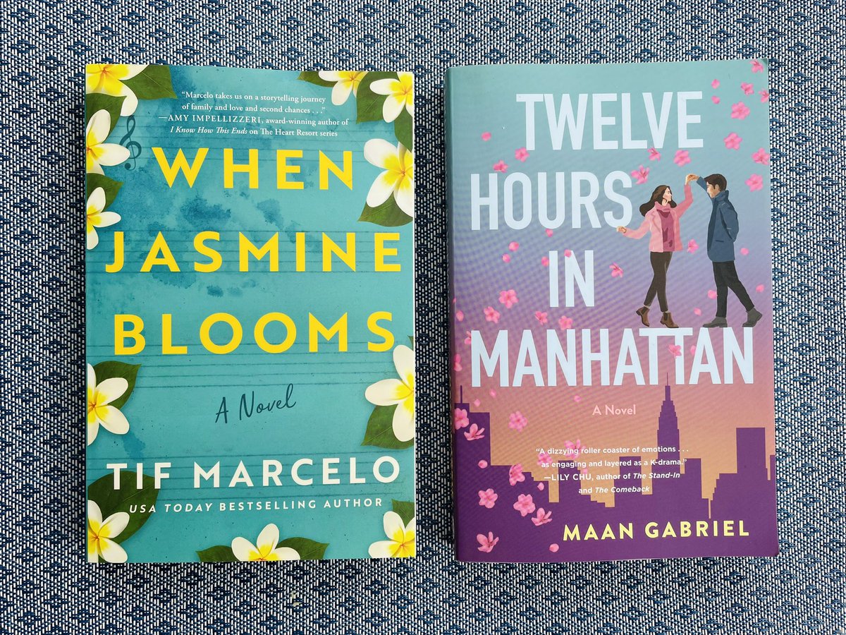 My book mail arrived! Look at these beauties! Congratulations to my fellow Fil-Am authors @tifmarcelo and @maan_gabriel on their new releases, When Jasmine Blooms and Twelve Hours in Manhattan. 💖💖💖💖💖