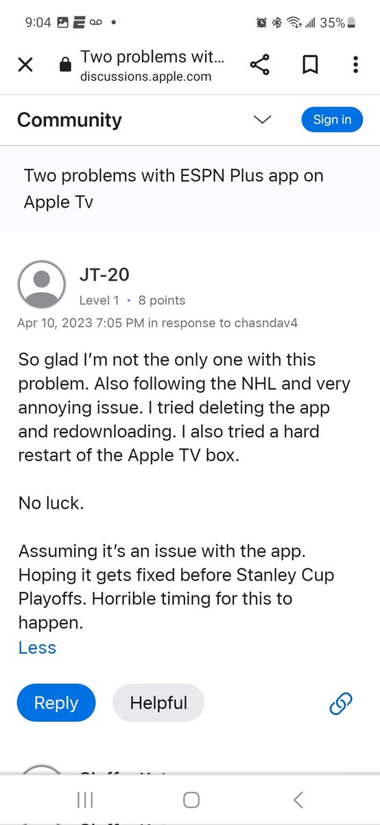 JasonLMoomau's tweet photo. @espn so you ever gonna fix your app on Apple so we can multicast? Been a month. Know you all at @Disney and @Apple are busy counting all your money, but would be nice if you worked on fixing your bugs. Seems like I'm not the only one with this issue. https://t.co/6W7gbkHTeL