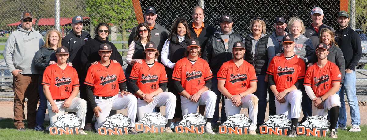 beccawenning's tweet photo. Super lucky to be a part of this awesome group of seniors and parents. OAC Tourney-Bound! Not done yet. @ONUBaseball #bears #chicken #trombone https://t.co/1fWIfIrLn5