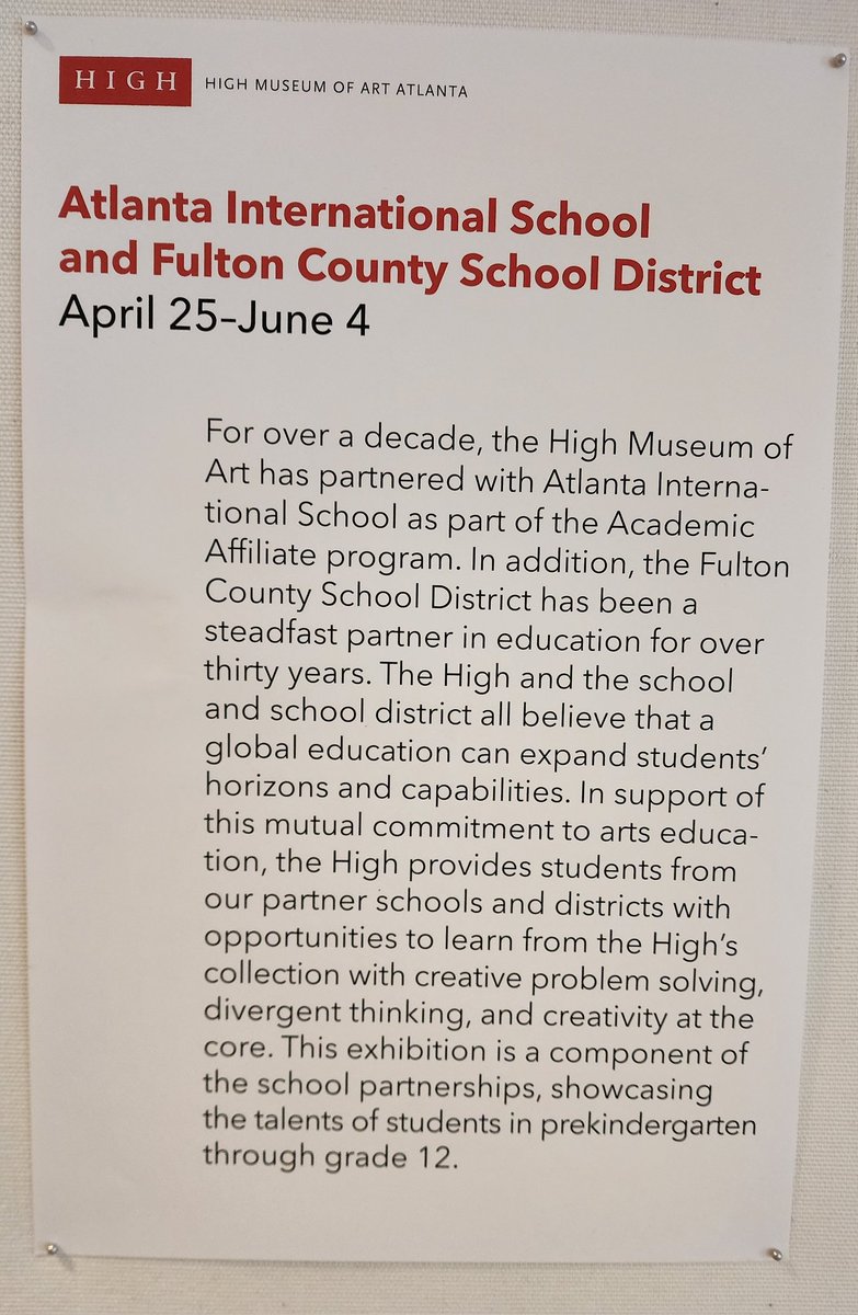 Di_R0's tweet image. What a joy to celebrate our Visual Art @AIS_Eagles today @HighMuseumofArt! An array of artworks from PS students through G10 are featured in this incredible gallery. I am so thankful to our VA teachers for fostering a love of art in the students! @AISLearns #aislearns #myparts