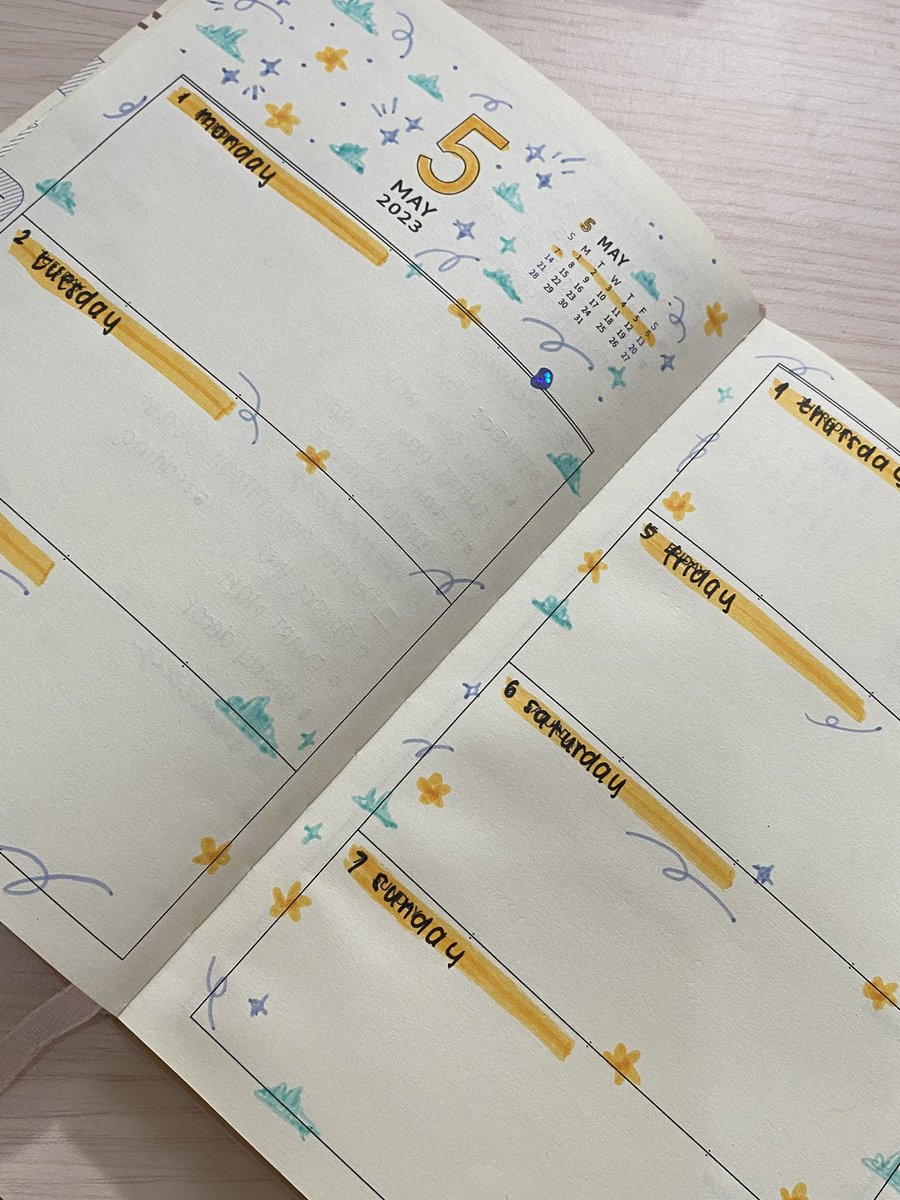 My weekly spread for the first week of May✨💛