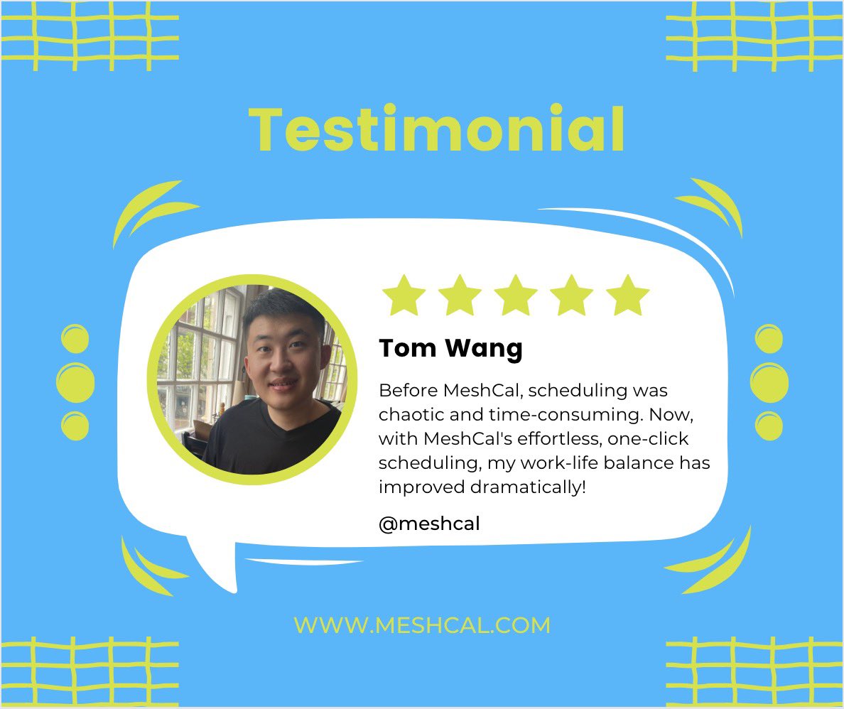 Mesh_Calendar's tweet photo. Share your pre-MeshCal scheduling struggles and how MeshCal has transformed your planning! 💼🔄 https://t.co/JYYJpstPug