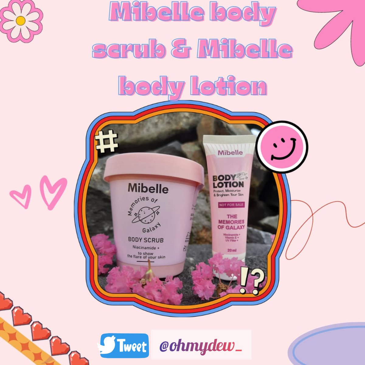 ohmydew_'s tweet image. Hallo semuanya💕
Kali ini aku mau ngeracunin kalian sama body care lokal yang sering banget aku pake dari @mirellemibelle yaitu Mibelle Body Scrub &amp;amp; Mibelle Body Lotion.
Aku pake Variant The Memories of Galaxy
#RacuninBodyCare #BodyCareRoutine #TheMemoriesOfGalaxy #MirelleMibelle
