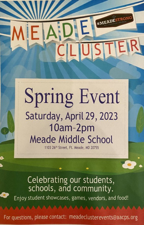 Kudos to #MeadeStrong  for an amazing turnout at  #AACPSAwesome Spring Community Event! Thanks #AACPSSupt &amp; @MoniqueHolt2 for stopping by <a href="/SFPartnersAACPS/">School & Family Partnerships</a> international resources table.
