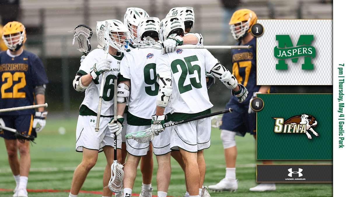 Semifinal matchup is set! 

The 🟢⚪ will meet <a href="/SienaLacrosse/">Siena Lacrosse</a> under the lights

📅: Thurs. 5/4
🕖: 7 pm
🎟️: bit.ly/3LNrGXf

#JasperNation | #MAACLAX