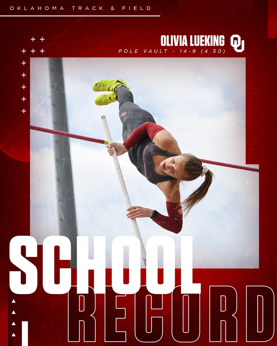 𝙊𝙃. 𝙈𝙔. 𝙂𝙊𝙎𝙃. 🤯🤯

<a href="/Olivialueking/">olivia</a> breaks her own pole vault school record with a MASSIVE clearance of 14-9 (4.50) 🔥

#BoomerSooner