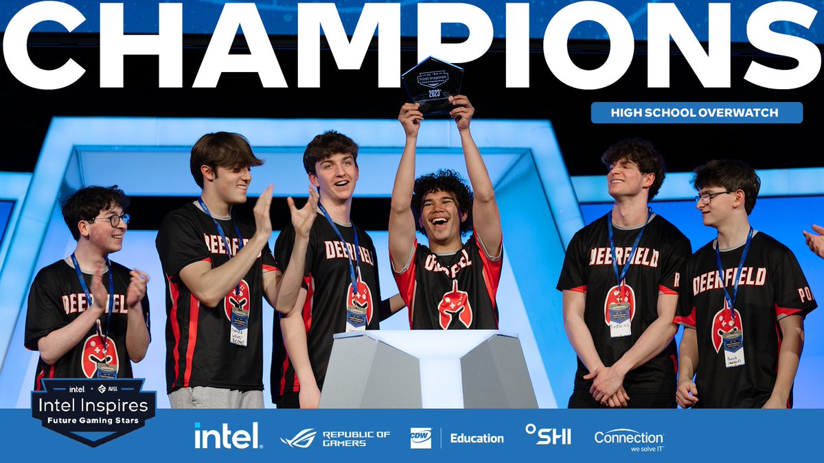 AVGLofficial's tweet photo. Congratulations to your High School Overwatch 2023 Grand Champions from #IntelInspires!
🏆 Deerfield Warriors https://t.co/uFbHAVNmss
