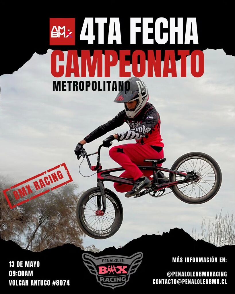 BicicrossMagaz's tweet photo. PenalolenBmx:SE VIENE LA 4TA FECHA DEL CAMPEONATO METROPOLITANO

El Próximo 13 de mayo te estaremos esperando en nuestra pista, en 📍Volcán Antuco #8074 desde las 9am

Si eres piloto o sólo amante del Ciclismo o deporte, te invitamos a participar de e… https://t.co/wSphKkX1k8
