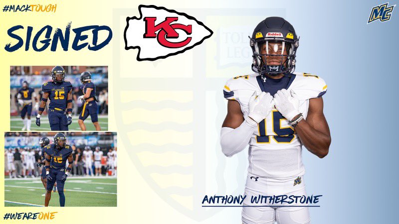 Merrimack_FB's tweet photo. Congratulations to Anthony Witherstone on signing with the Kansas City Chiefs! 

#GoMack // #MackTough https://t.co/qCBZOvA38Q