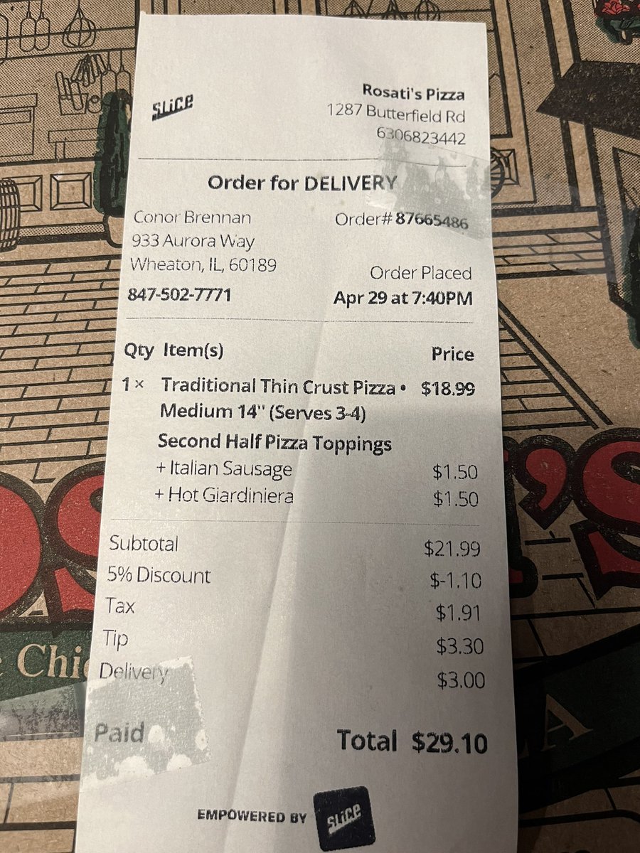Brennan44Conor's tweet photo. @Rosatis_Pizza ordered half cheese half sausage/giardiniera and it didn’t come that way! huge mistake! https://t.co/hNHqmDkVLn