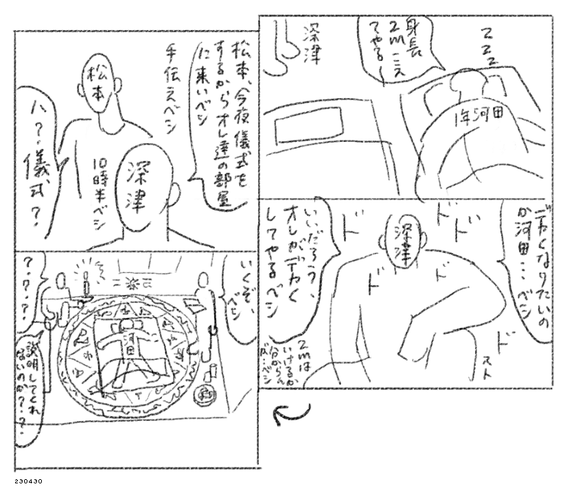 自分をデカくする分の魔力(生命エネルギー)を全部河田に使った深津の回のラフ