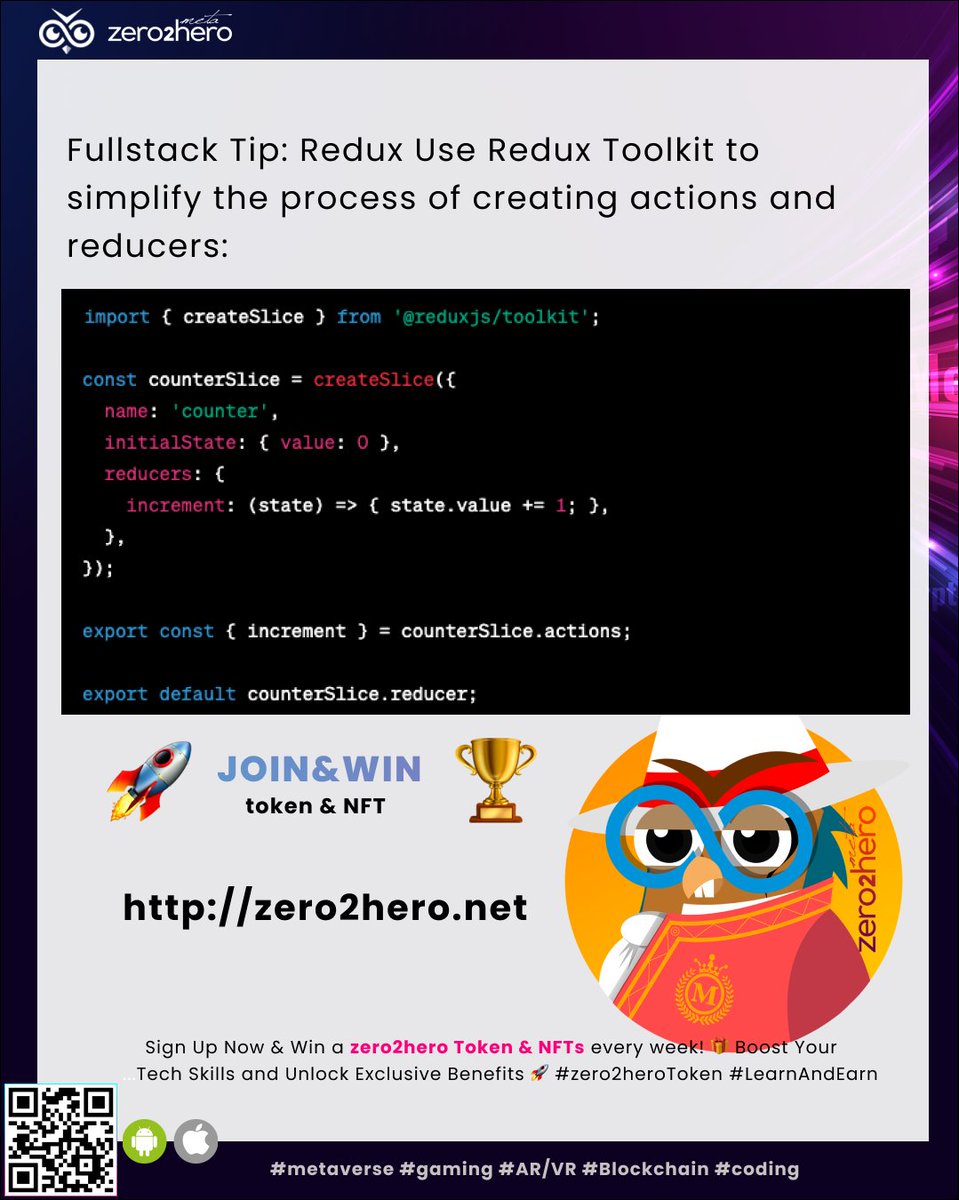 zero2hero_uk's tweet photo. Fullstack Tip 3: Redux
Use Redux Toolkit to simplify the process of creating actions and reducers:
#FrontendFramework #Coding #JSDeveloper #FrontendEngineer #ModernJavaScript #JSLibraries #WebProgramming https://t.co/iQkQtS6FZu