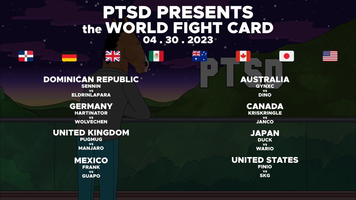 Very excited to announce our event for PTSD #4. We have BO5 competitive sets from some of the best around the world. This month it will be shown in place of our regular bracket's pools matches and from then we'll go into our top 8 qualifiers for the regularly scheduled bracket.