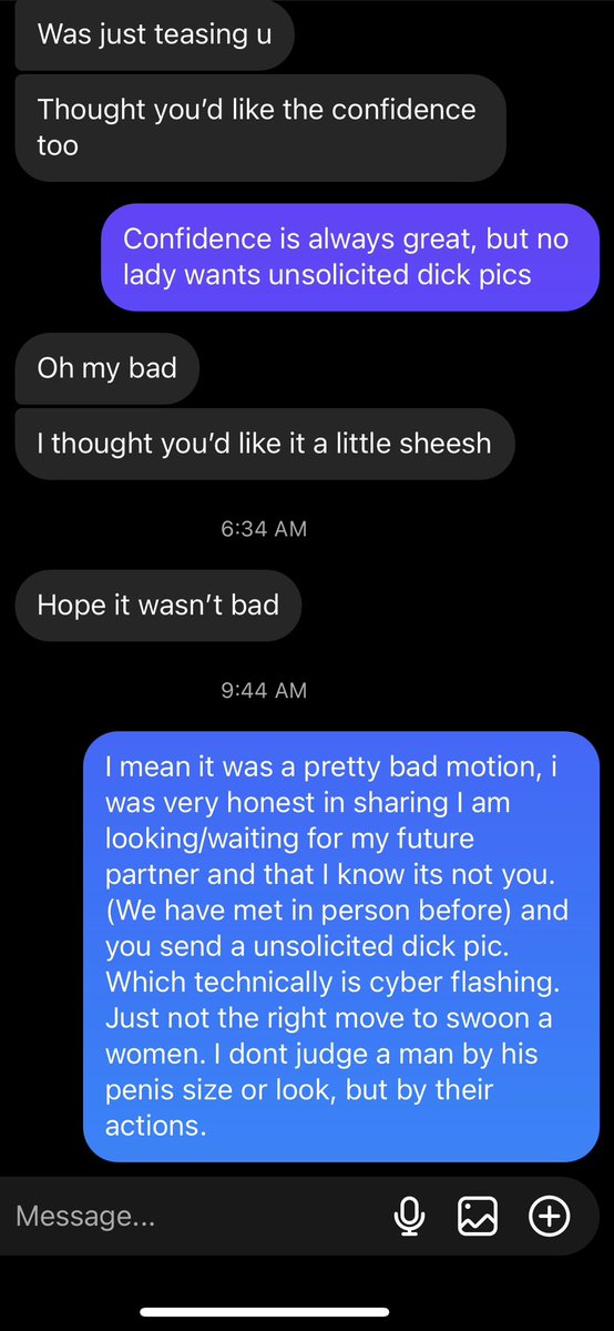 naayyy_'s tweet photo. Ladies am I wrong????  

First your annoyed i didn’t appreciate your unwanted cock picture, then basically ask if your dick is nice….. https://t.co/QdcvmeGq8p