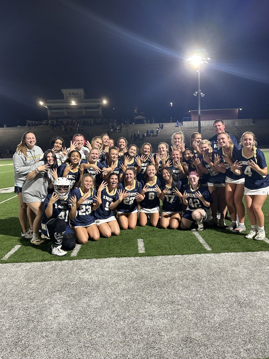 KnightNation_09's tweet photo. River Ridge Lady Knights LAX advance to the Elite 8, defeating St. Pius tonight on the road. Congrats to Coach Phillips, your staff and our players. GO KNIGHTS! ⁦@RRHS_glax⁩ https://t.co/geKOBNMv4M