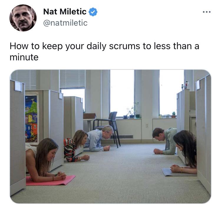 StevenSatoshiN's tweet photo. #scrum #agile #scrummaster #scrumaster #planks #plank @natmiletic https://t.co/oQz1wHcfWg