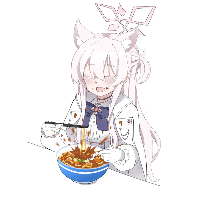 清澄アキラ、盛大にカレーうどん食べるの失敗してほしい。 #ブルアカ
