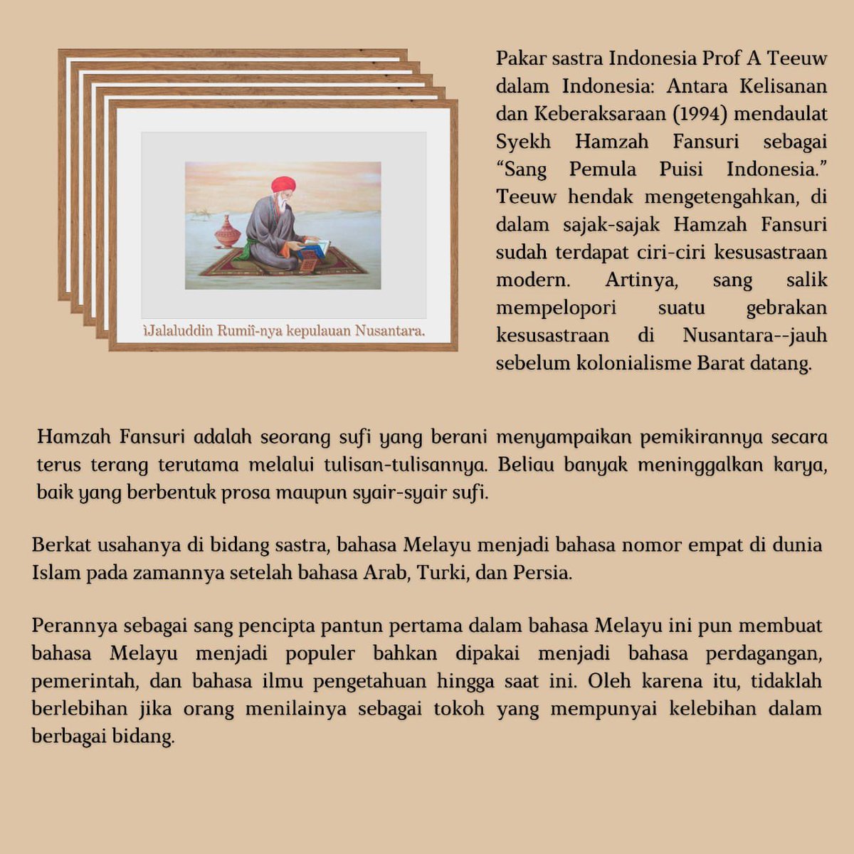 hmbsi_unpas's tweet photo. Padahal ia dalang dibalik terciptanya pantun dan penghantar bahasa Melayu yang kini dipakai negara tetangga.

Simak penjelasan berikutnya>>>>

sumber :https://t.co/iBOU6UXMfh dan khazanah https://t.co/8s5rQcXxQ6 https://t.co/EtcRk4VOTw