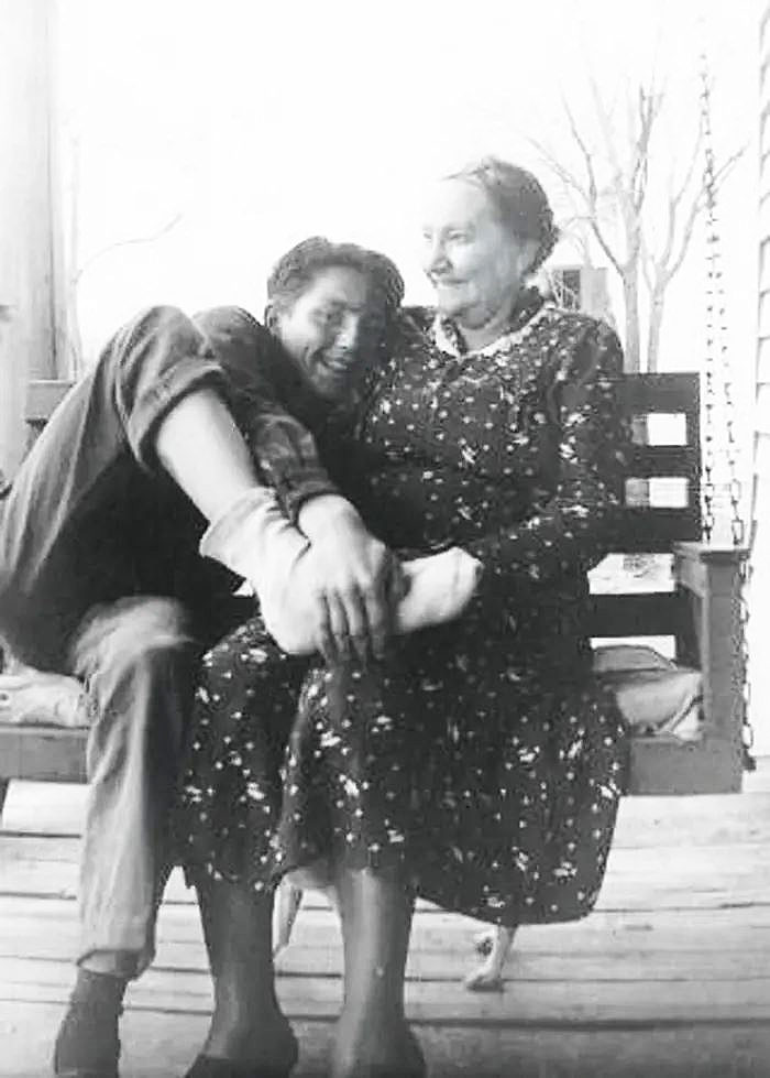 Willie Nelson and his grandmother, Nancy Nelson,  circa 1950.  Willie was born 90 years ago today in 1933. His mother left soon after he was born and his father remarried and also moved away, leaving Nelson and his sister Bobbie to be raised by their grandparents, who had taught