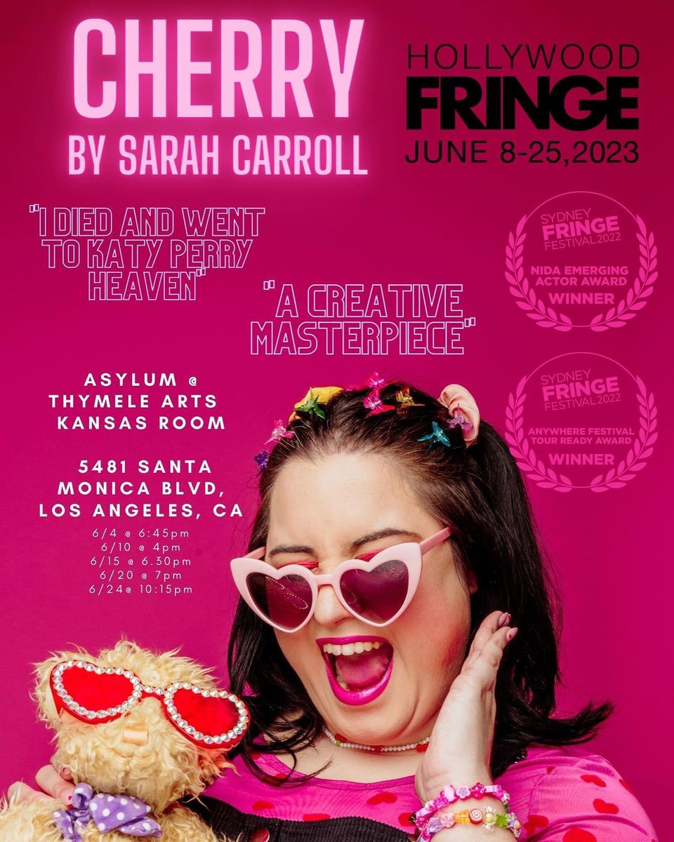 _sarahleigh's tweet photo. Hello @katyperry and LA #katycats @cherrytheshow is coming in June @hollywoodfringe 🍒🍒🍒 https://t.co/lTkqZNzuoI